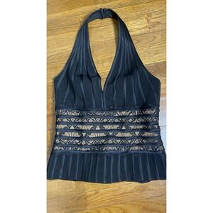 JS Collection Y2K Lace Corset Nude Halter Top Whimsey Goth Steampunk Size 8. EUC
